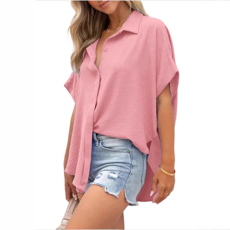 Women's Casual Oversized Blouse made of Light Cotton Blend Ivyshape