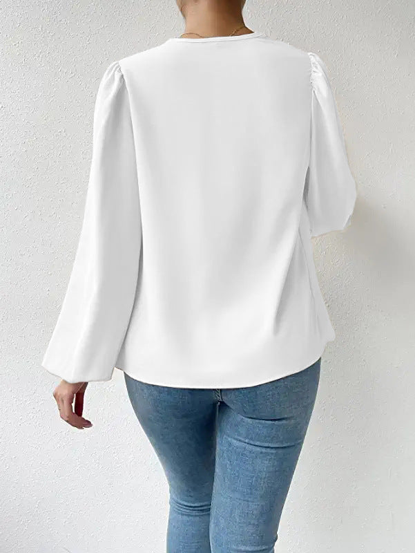 Ivyshape | Draped V-Neck Chiffon Top