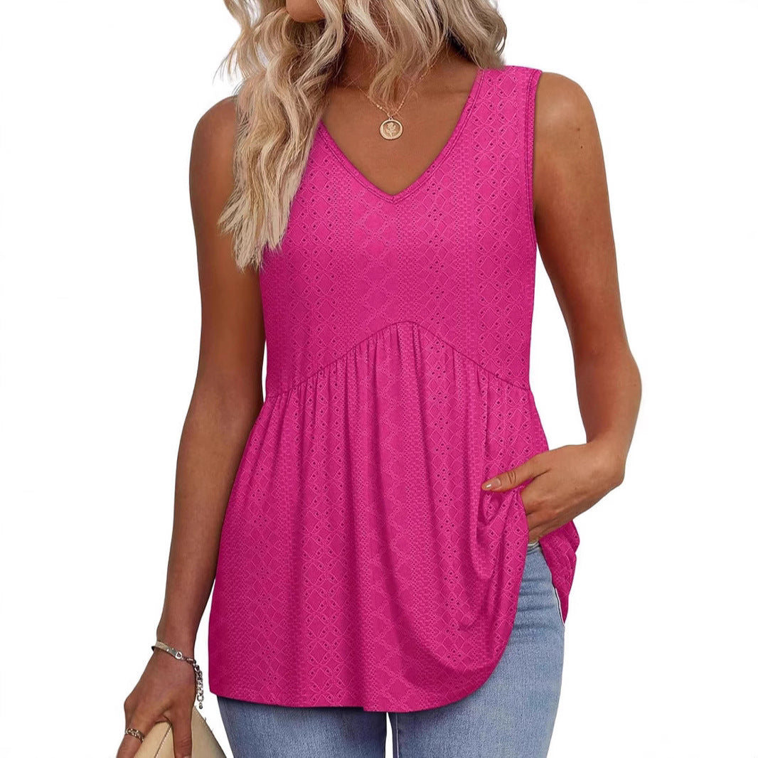 Women Leisure V-Neck Tank Top Ivyshape