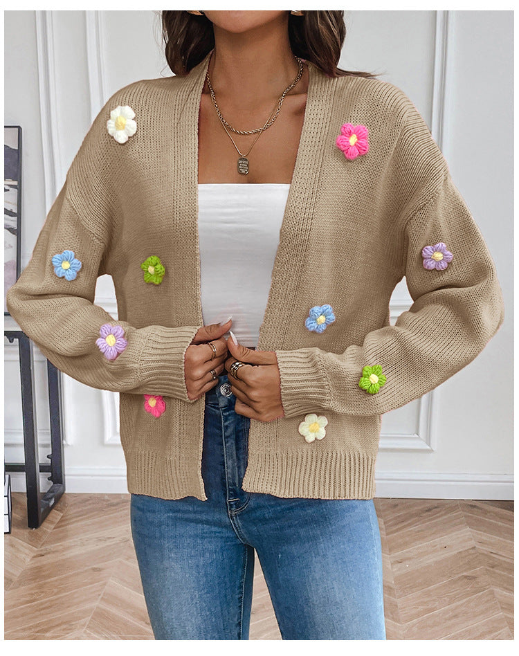 IvyShape | Hand-crocheted floral knitted cardigan