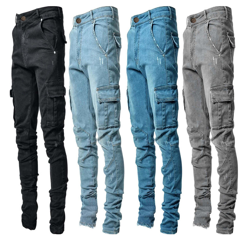 Men's cargo jeans in a casual design with structured pockets Ivyshape