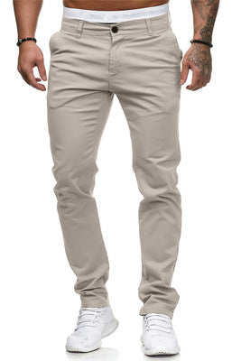Men's Slim-Fit Chinos with Elastic Waistband and Practical Pockets Ivyshape