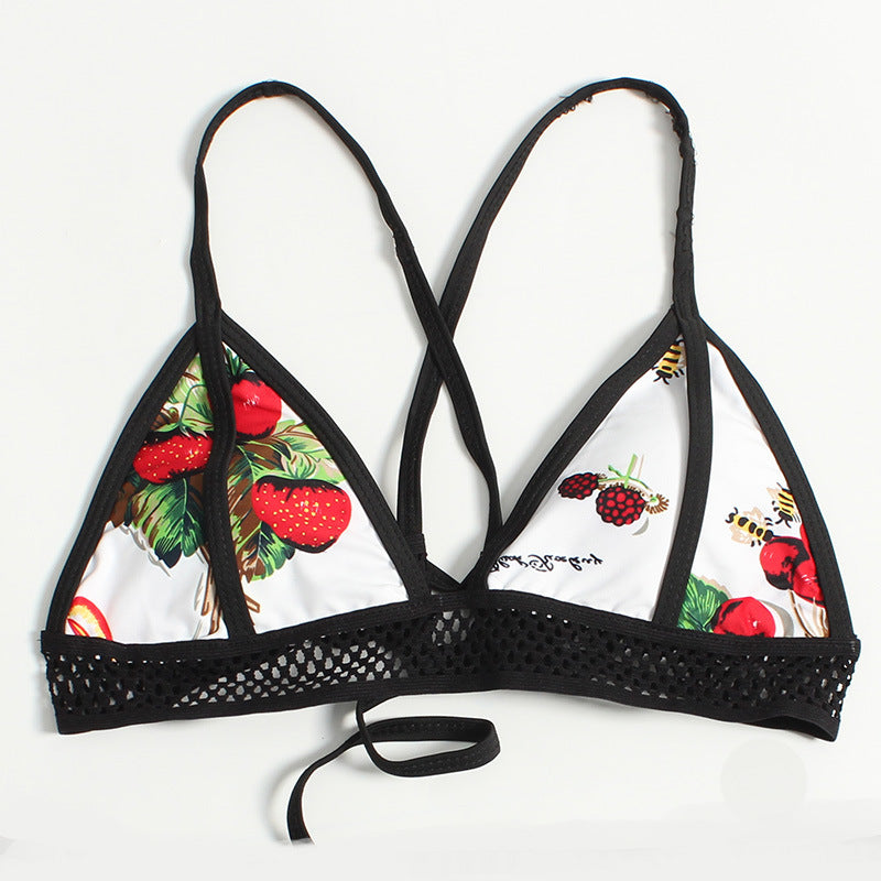Women's triangle bikini with fruity design and adjustable straps Ivyshape