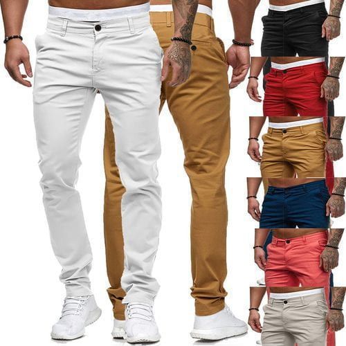 Men's Slim-Fit Chinos with Elastic Waistband and Practical Pockets Ivyshape