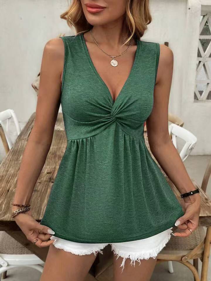 Women's V-Neck Twist Peplum Top Ivyshape