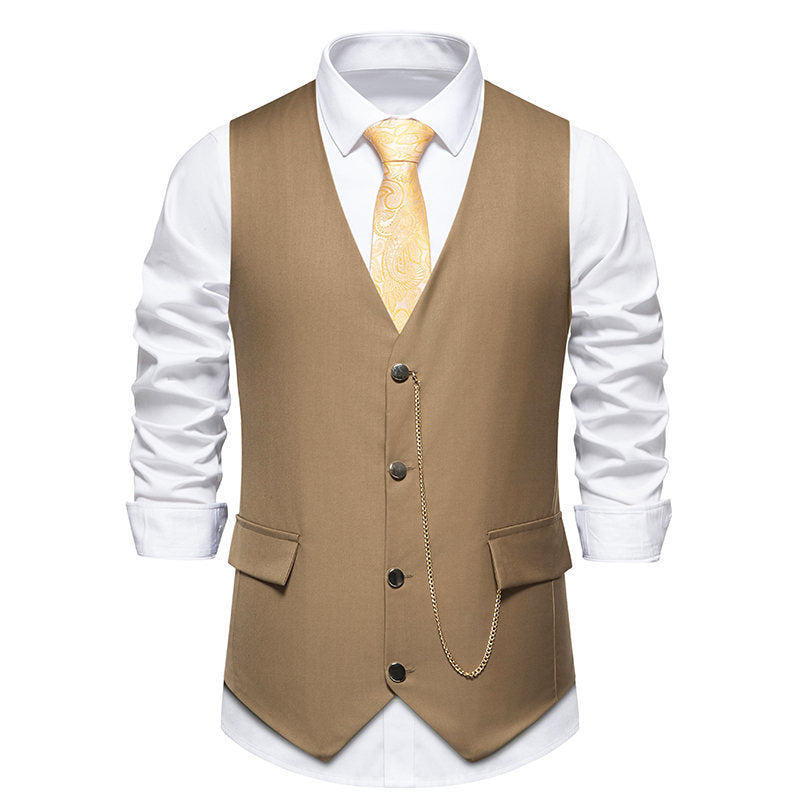 Men's elegant suit vest in classic-modern style with practical pockets Ivyshape