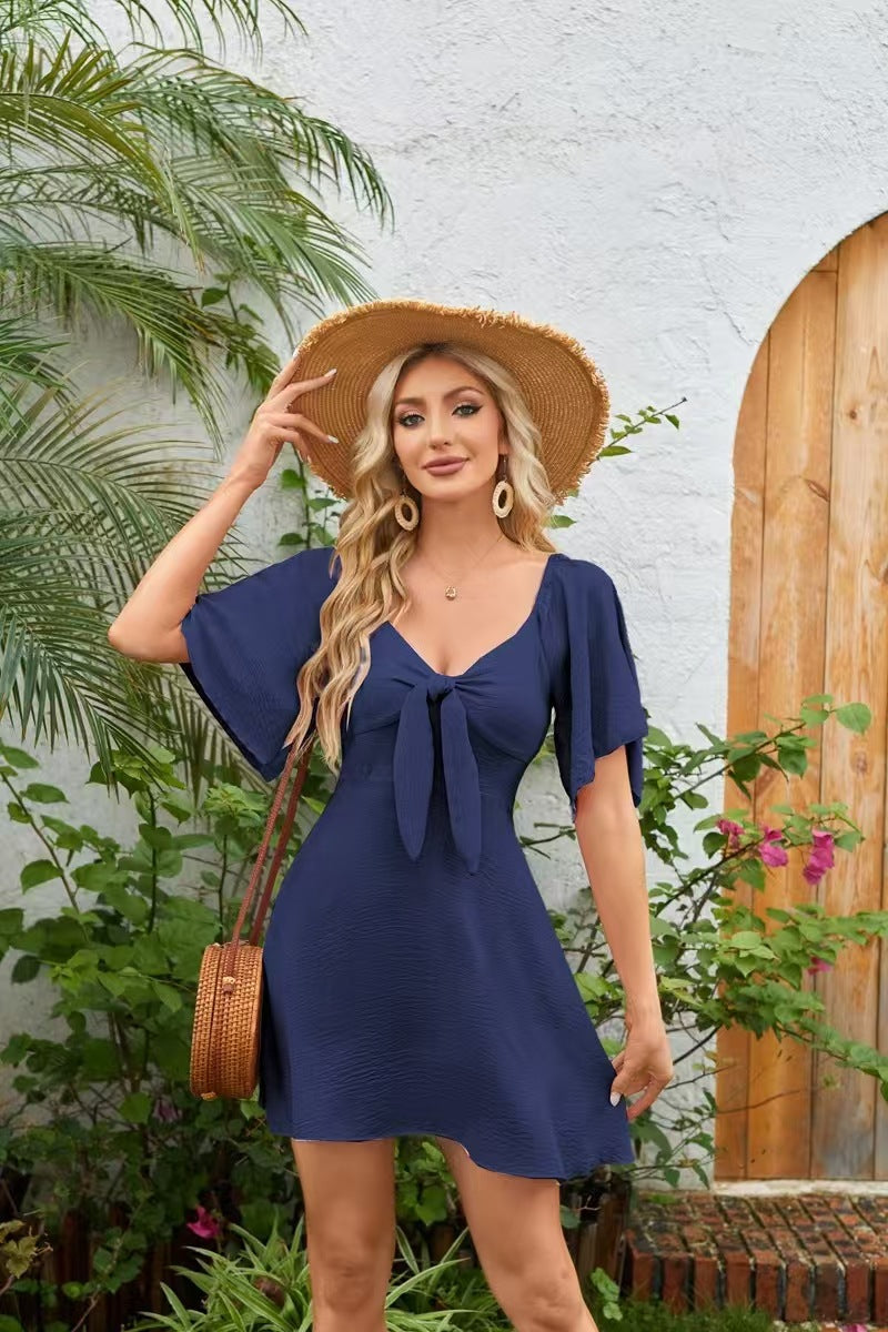 Ladies mini dress with knot detail and casual cut Ivyshape