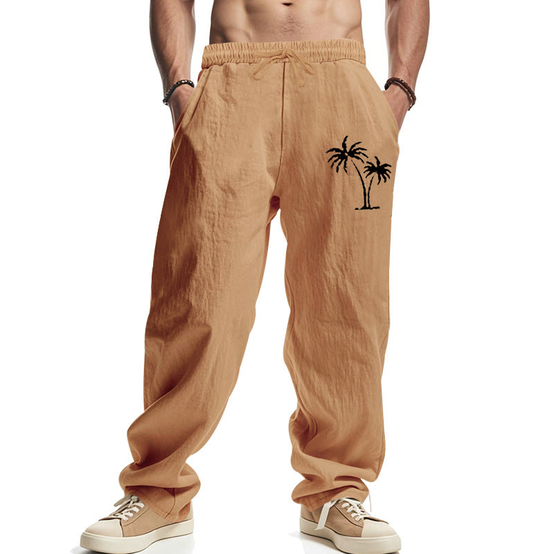 Men's casual beach pants with high wearing comfort and special palm motifs Ivyshape
