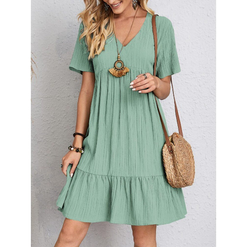 Women Bohemian V-neck Tiered Midi Dress Ivyshape
