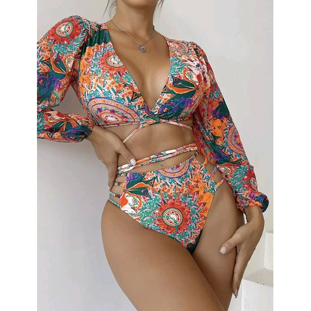 Women's bikini set with long sleeve and fashionable wrap detail Ivyshape