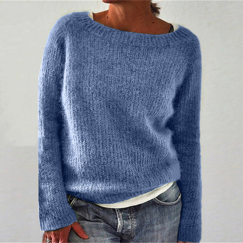 IvyShape | Basic Round Neck Fashion Versatile Knitted Sweater