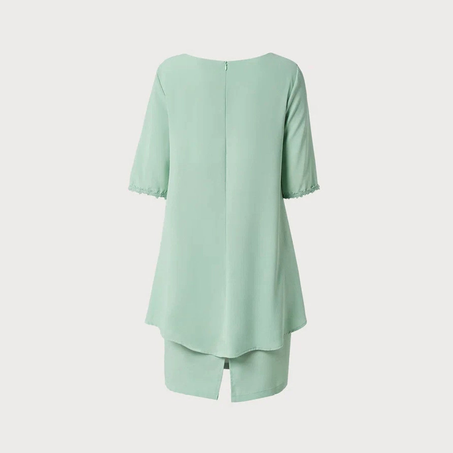 Women Elegant Wrap Dress with Flowing Hem and Lace Ivyshape