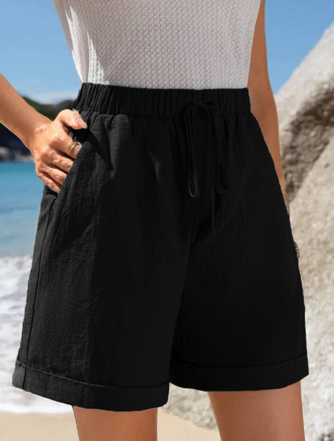 Ladies Airy Summer Shorts with Elastic waistband and Drawstring Ivyshape
