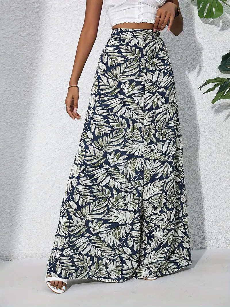 Women's maxi skirt with tropical leaf pattern Ivyshape