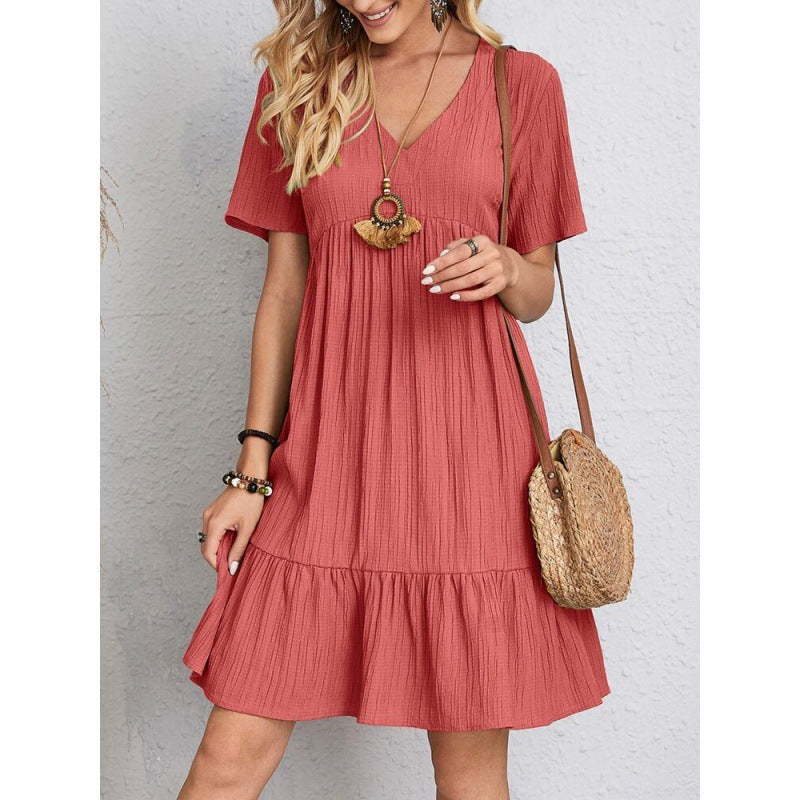 Women Bohemian V-neck Tiered Midi Dress Ivyshape