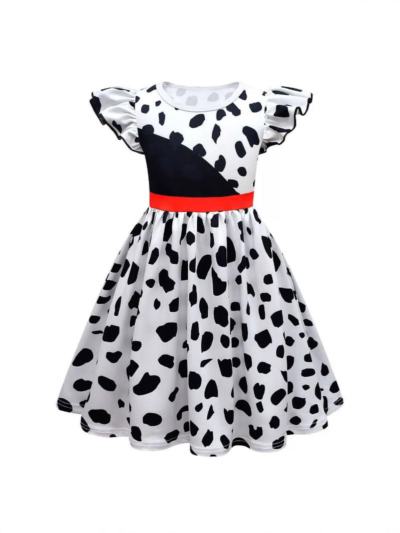 Girls Striped Dress with Ruffled Sleeves and Pockets Ivyshape