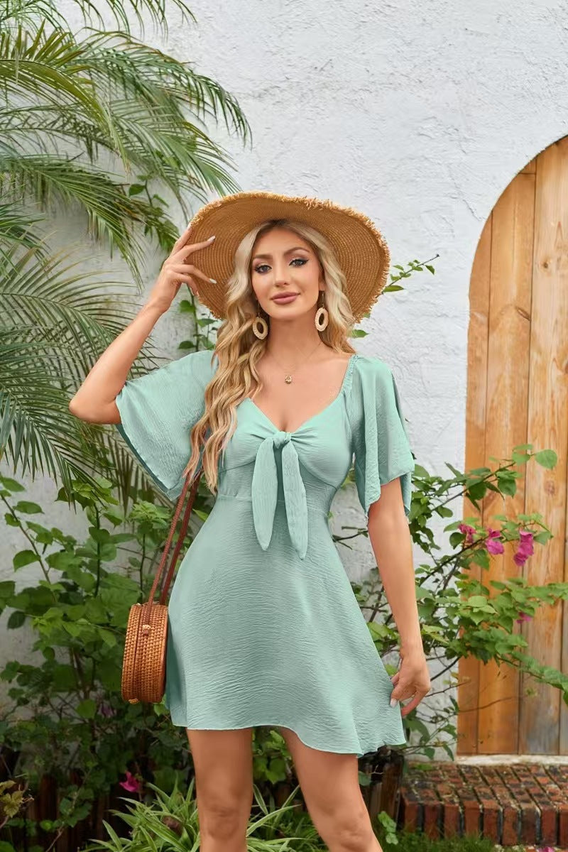 Ladies mini dress with knot detail and casual cut Ivyshape