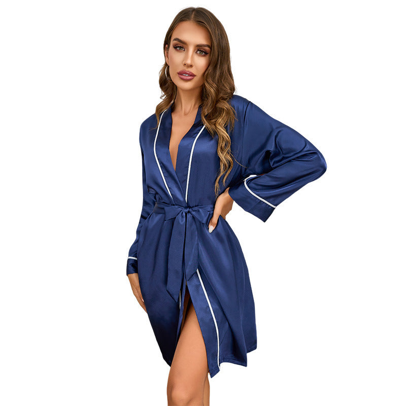Ladies Satin Morning Robe Ivyshape
