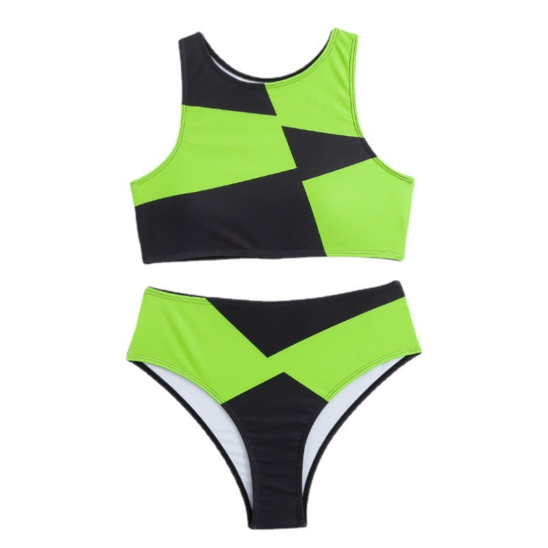 Ladies sporty bikini with geometric design and high waist Ivyshape