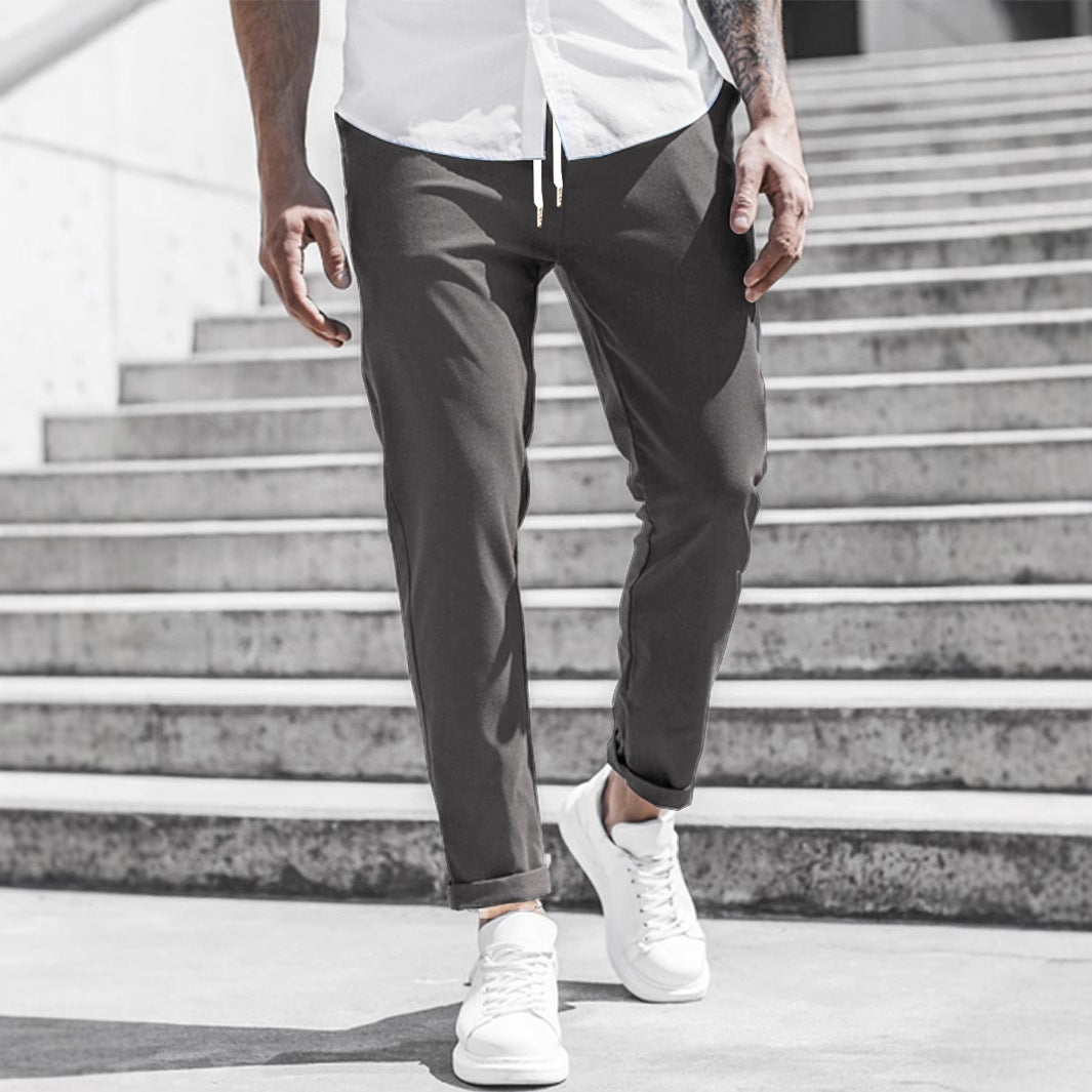 Men's sporty chino pants with flexible waistband and modern details Ivyshape