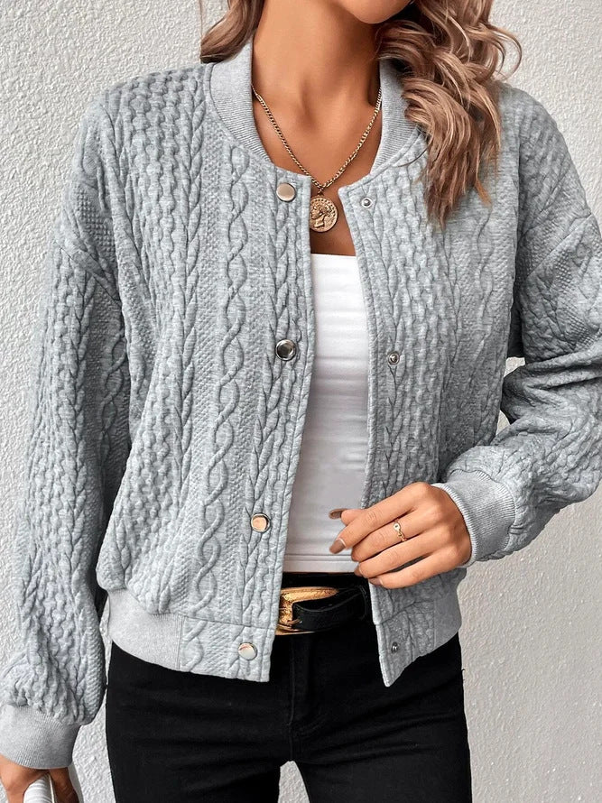 Women’s cardigan in trendy bomber style with button closure Ivyshape