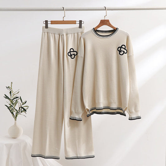 IvyShape | Sweater sweatshirt and high-waist wide pants set