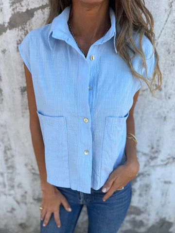 Women's Button-Up Sleeveless Utility Top Ivyshape