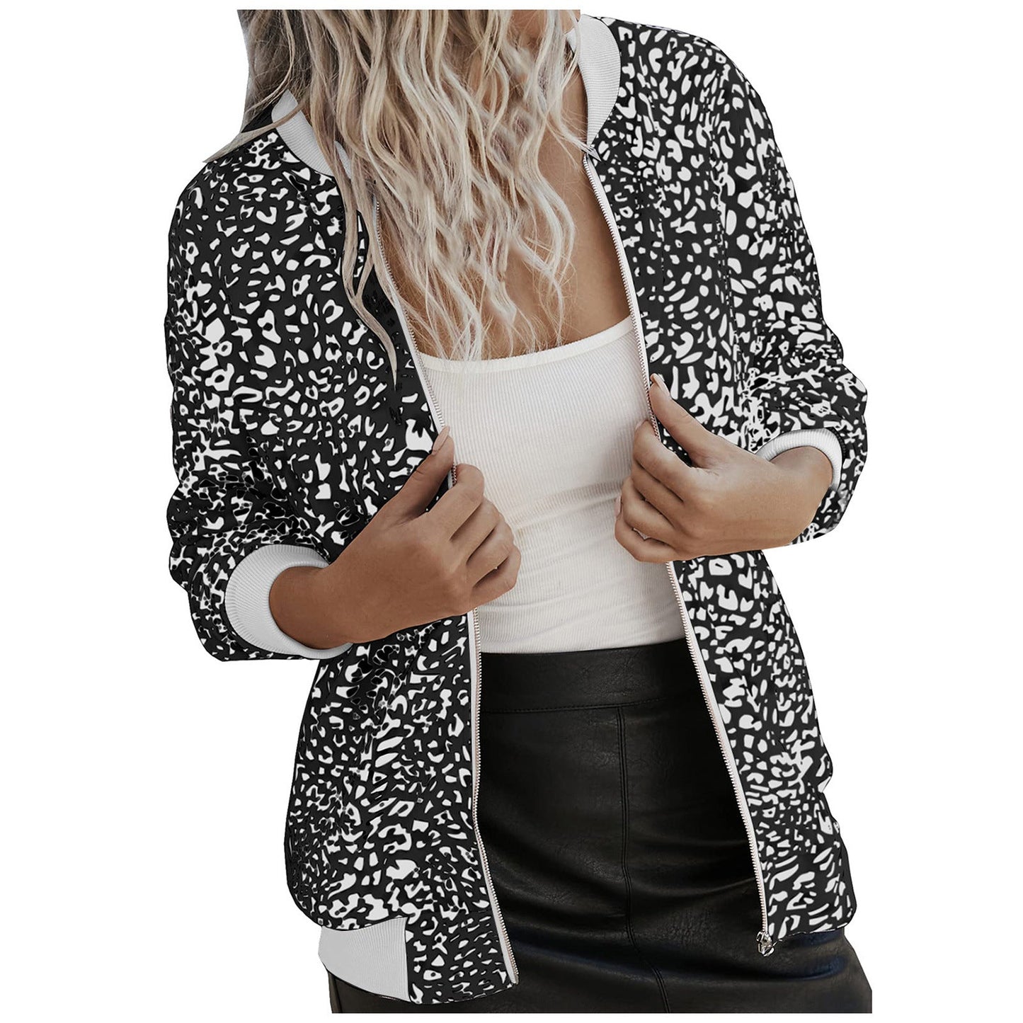 Ivyshape | Leopard Print Stand Collar Jacket