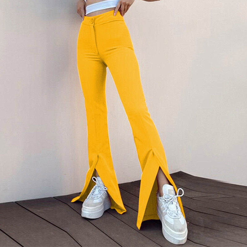Ladies fashionable high-waist pants with a slim fit and flared leg Ivyshape