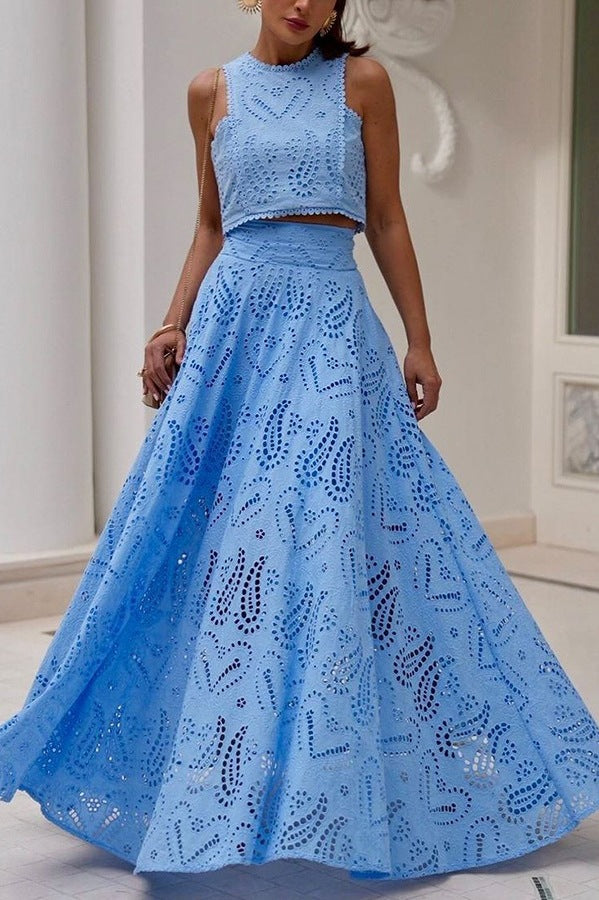 Women Elegant Two-Piece Set with Airy Lace Structure Ivyshape