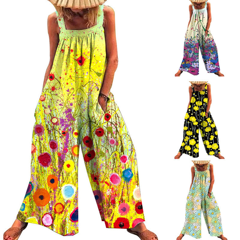 Women's casual jumpsuit with floral pattern and loose fit Ivyshape