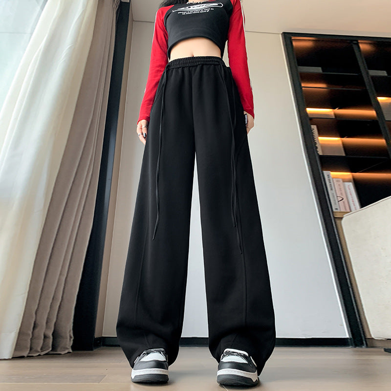 Ivyshape | Multi-Color Straight Wide Leg High-Waist Casual Banana Pants