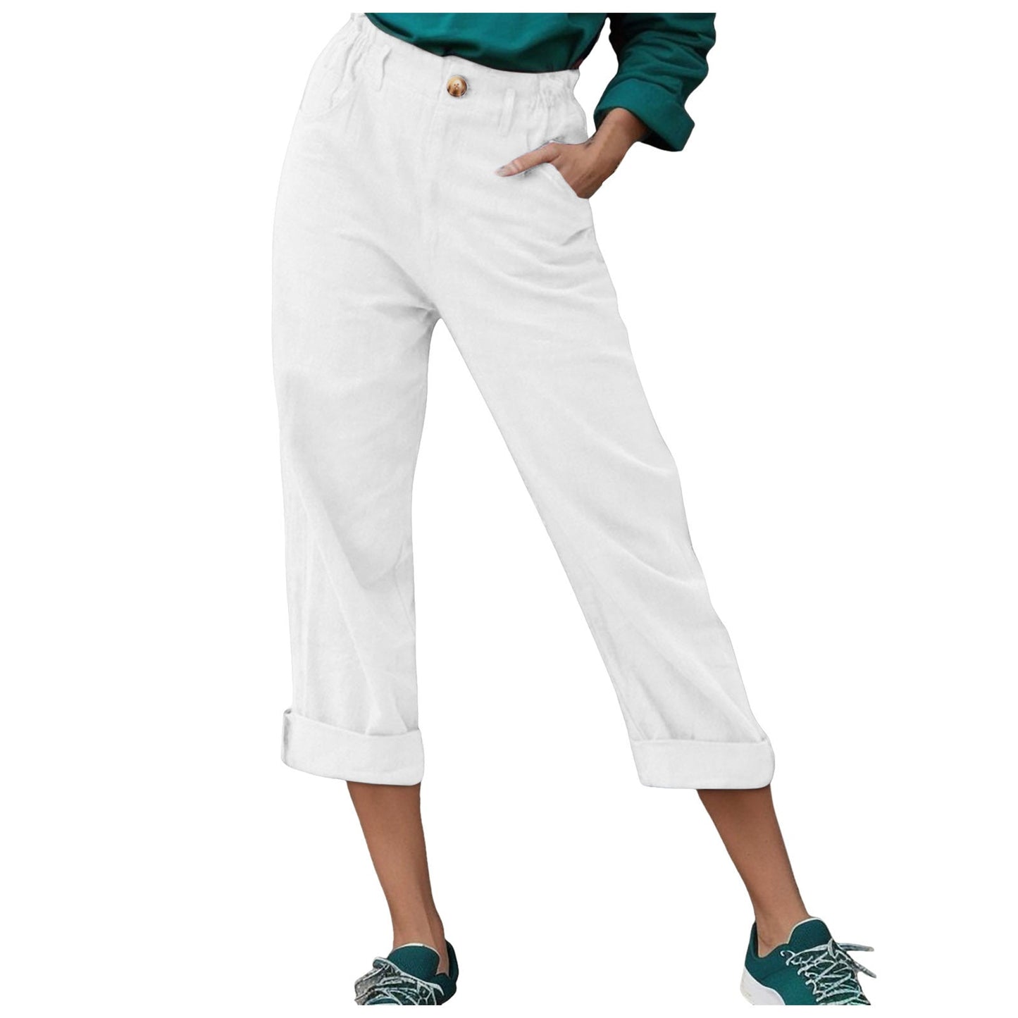 Women Relaxed Fit Cropped Pants Ivyshape