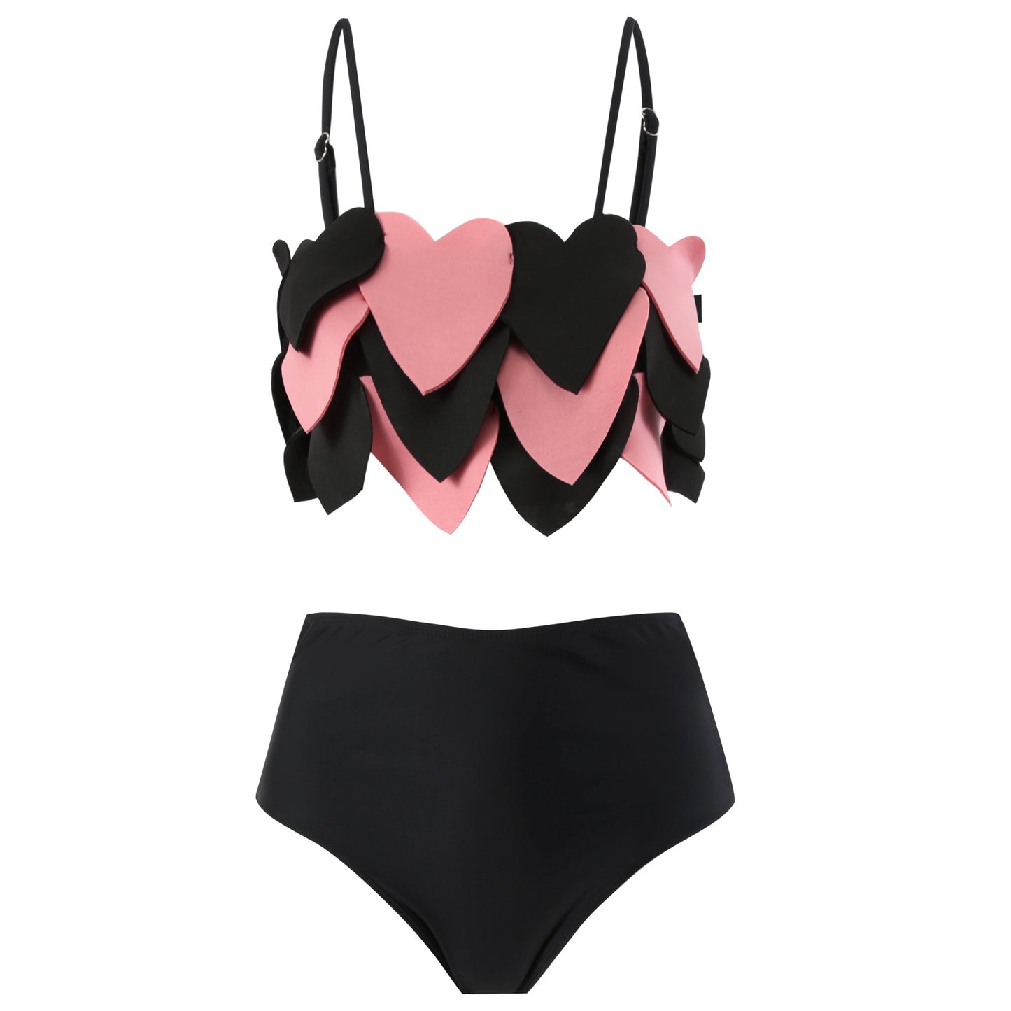 Women's bikini set with heart appliqués and high-waisted skirt Ivyshape