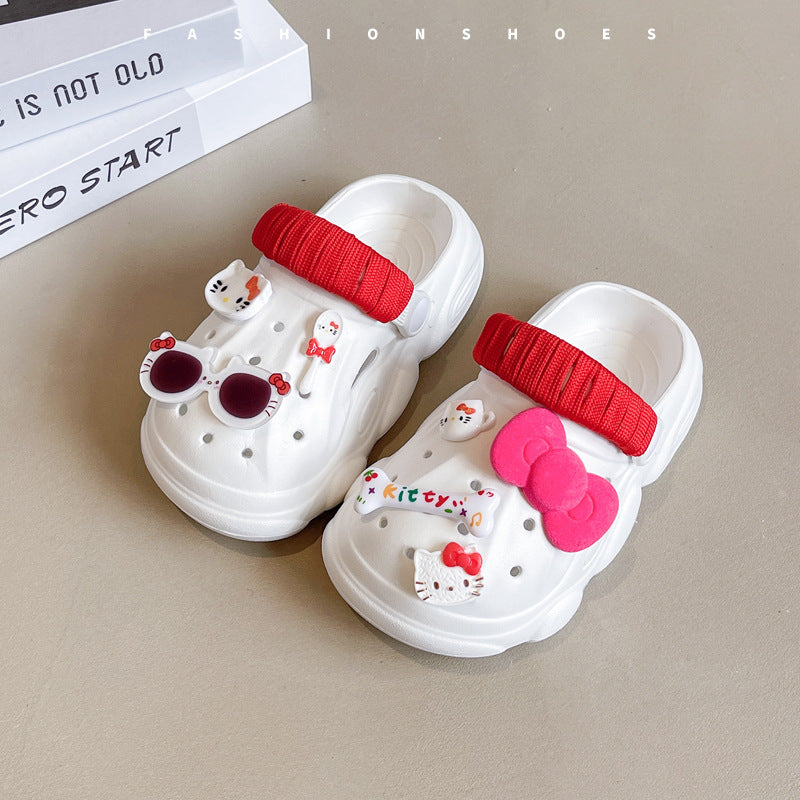 Ladies summer clogs with playful design and elastic strap Ivyshape