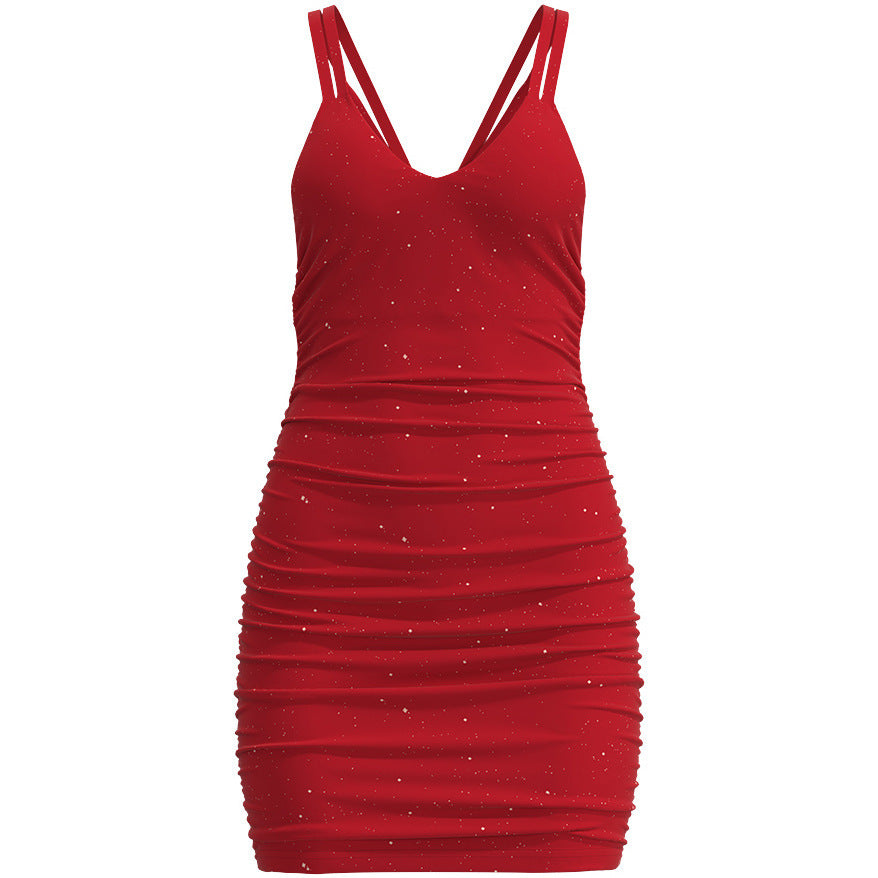 Women's fitted nightgown with spaghetti straps and glitter design Ivyshape