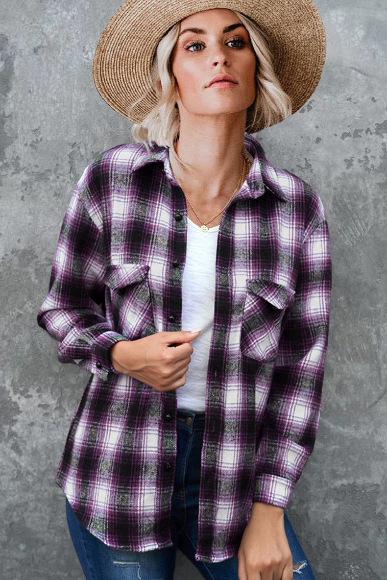 IvyShape | Plaid Lapel Cardigan Shirt