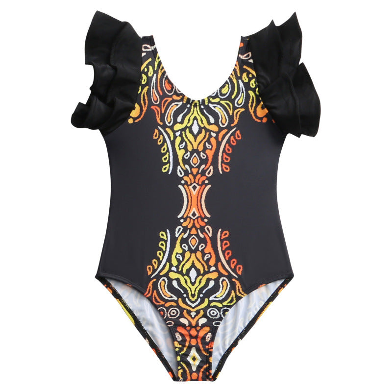 Women's One-Piece Swimsuit with Fringed Ruffles and Stylish Animal Design Ivyshape