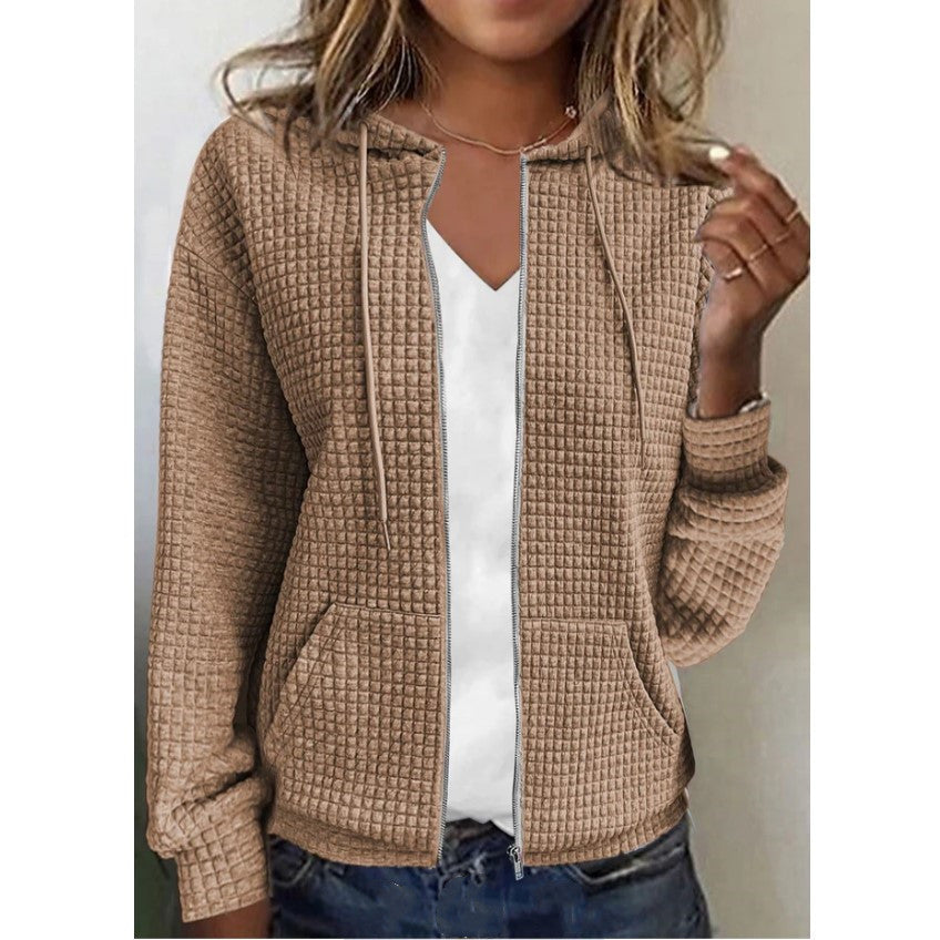 Women's fleece jacket with textured waffle pattern Ivyshape