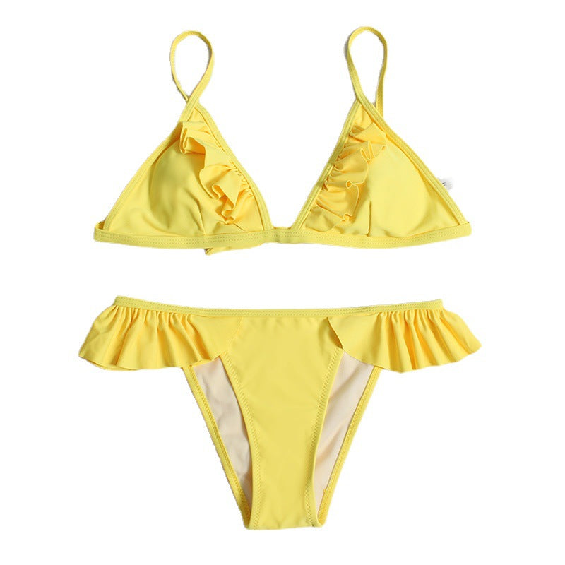 Women's triangle bikini with playful ruffle design and adjustable straps Ivyshape