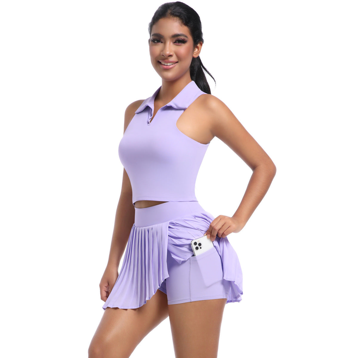 Women’s sporty tennis skirt with integrated shorts and trendy pleating Ivyshape