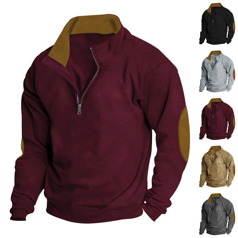 Men's fleece jacket with stand-up collar and stylish zipper Ivyshape