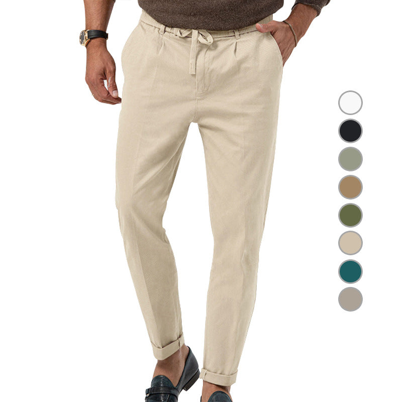 Men's relaxed chino pants with adjustable drawstring and side pockets Ivyshape