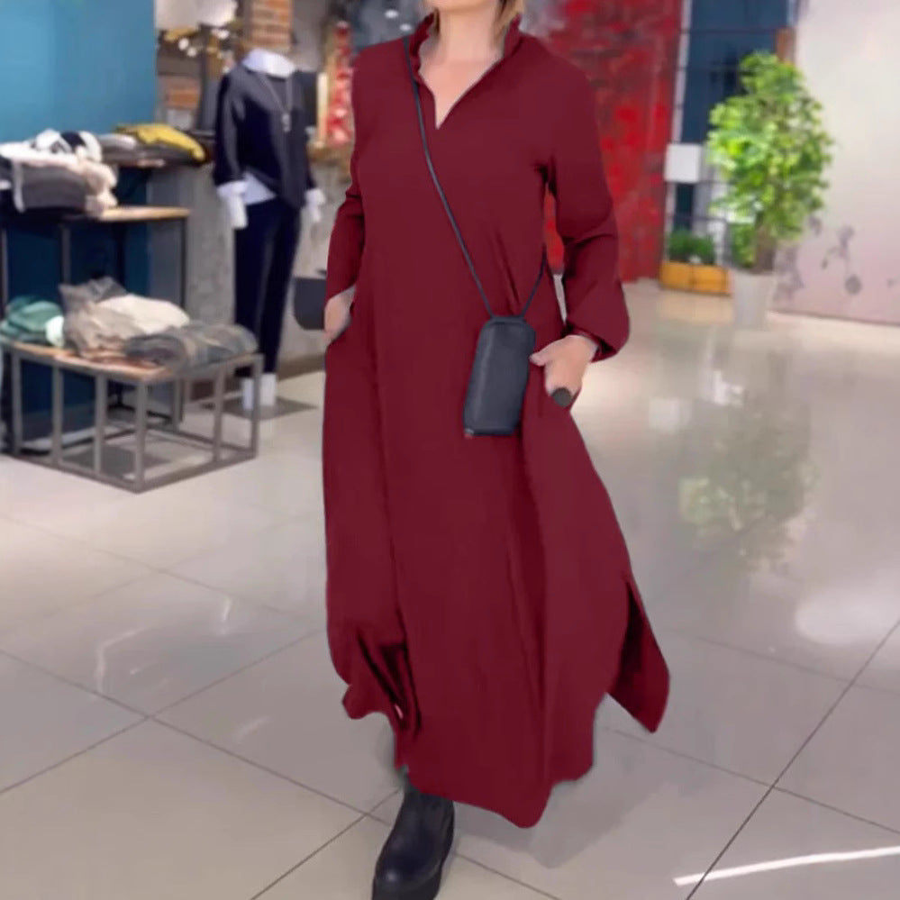Women's Long Shirt Dress with Practical Side Pockets and Modern Cut Ivyshape