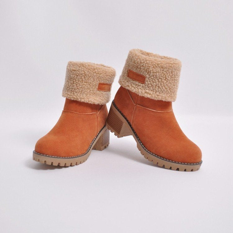 Ladies' fashionable boots with warm lining and block heel Ivyshape