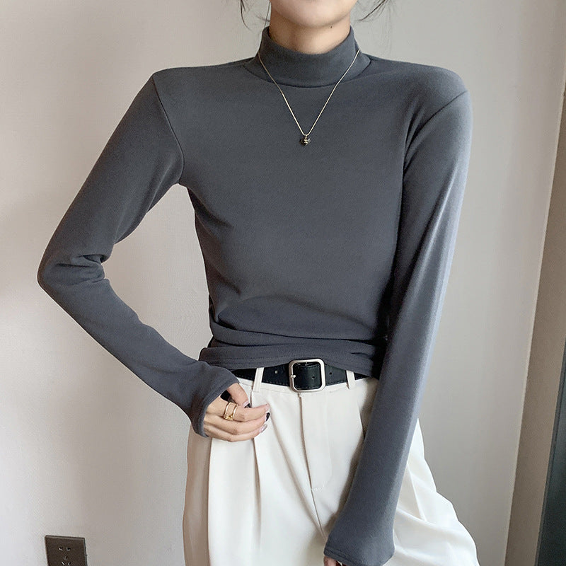 Ivyshape | Velvet Turtleneck Top