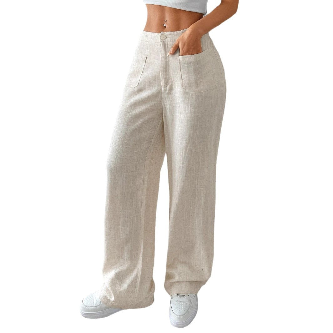 IvyShape | Tie Strap Elastic Waist Casual Women's Long Pants