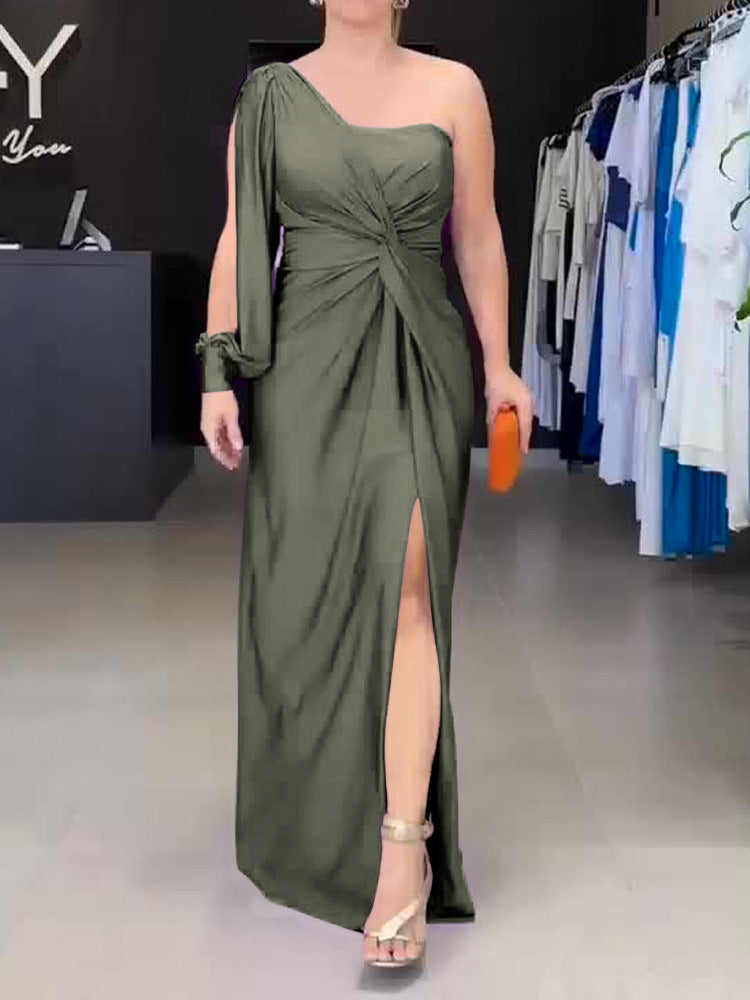 Women's Maxi Dress with Asymmetric Design and Side Slit Ivyshape