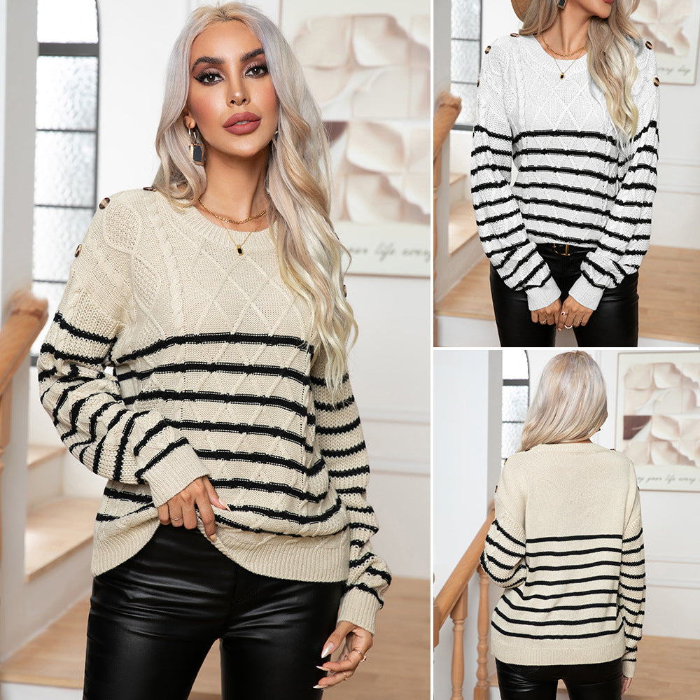 Women's patterned knit sweater with elegant details Ivyshape