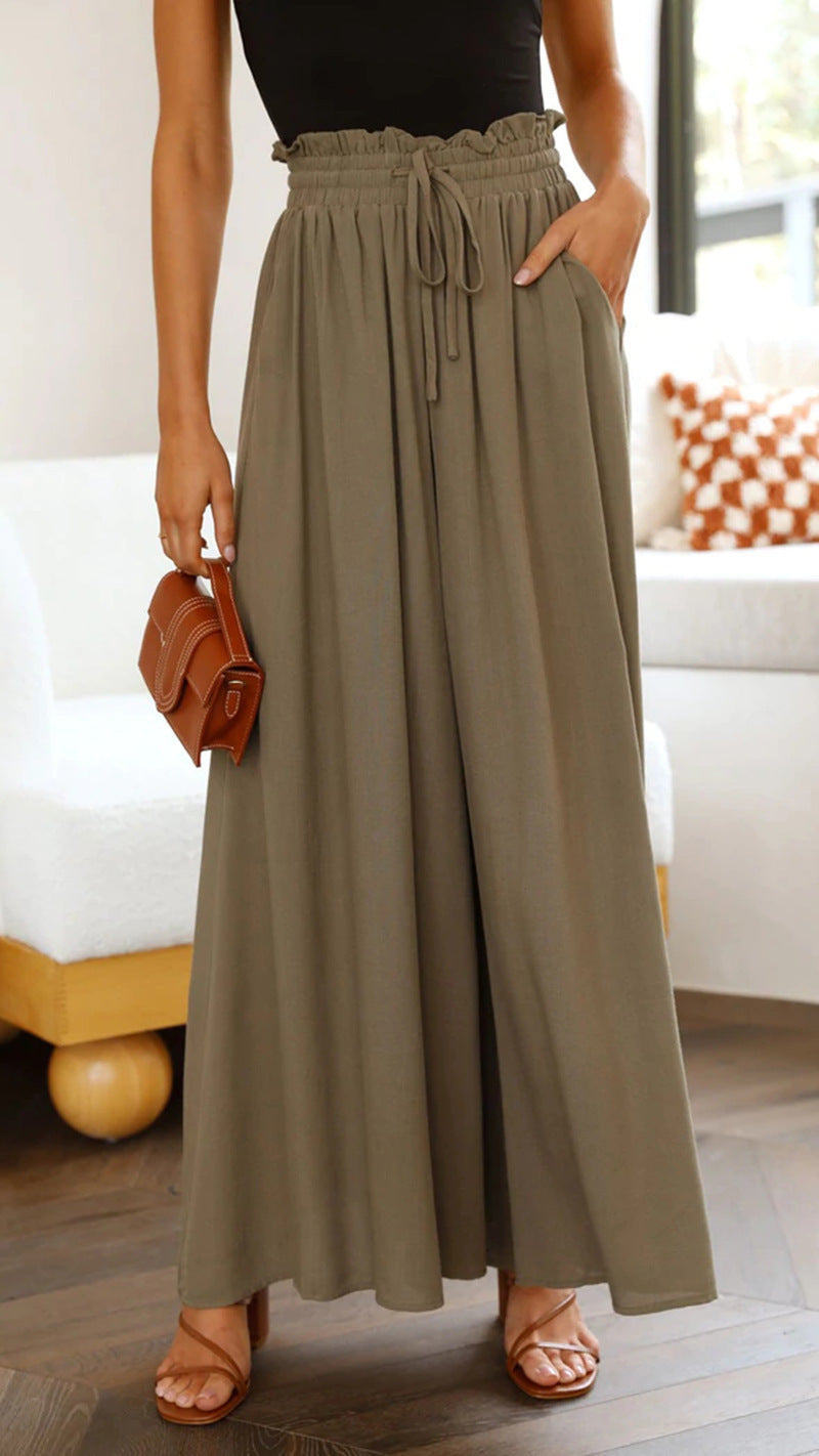 Maxi skirt in boho style for women with drawstring waistband Ivyshape